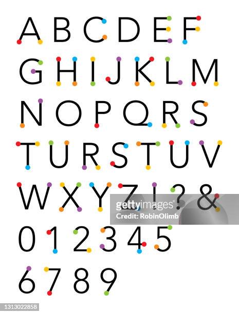 colorful spots alphabet - playful font stock illustrations