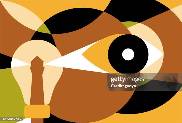 eye, lighthouse, human face graphic design concept decorative illustration. - beacon light stock illustrations