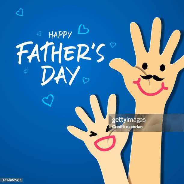 vatertag mit händen - fathers day text stock-grafiken, -clipart, -cartoons und -symbole