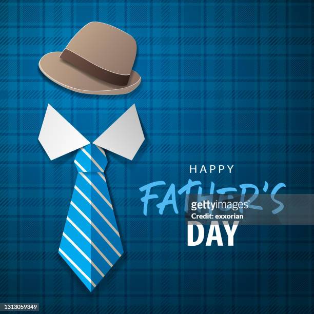 illustrazioni stock, clip art, cartoni animati e icone di tendenza di festa del papà origami cappello & cravatta - festa del papà