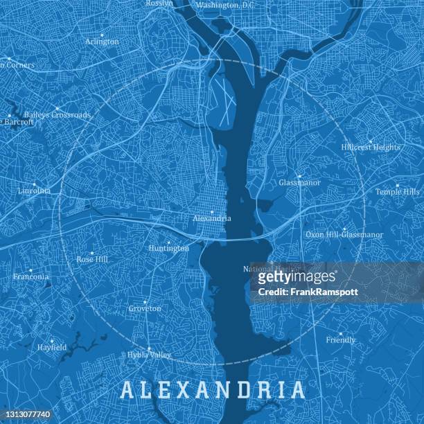 alexandria va city vector road map blue text - alexandria va stock illustrations