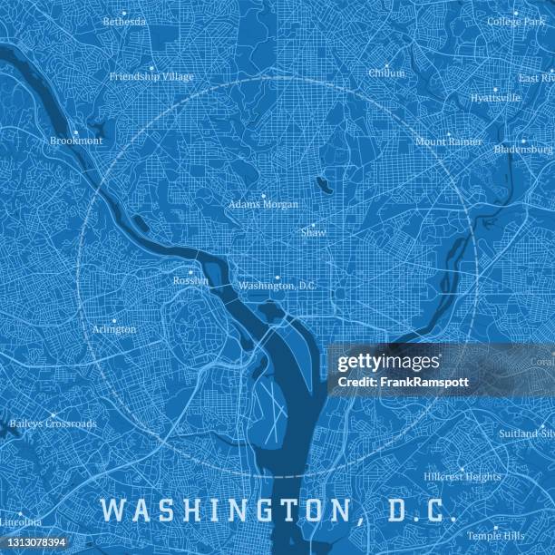 illustrations, cliparts, dessins animés et icônes de washington dc city vector road map texte bleu - washington dc