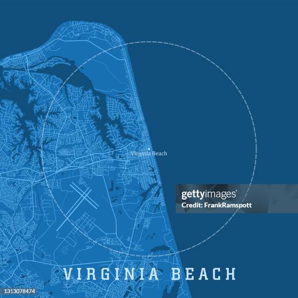 virginia beach va city vector road map blue text - virginia beach stock illustrations