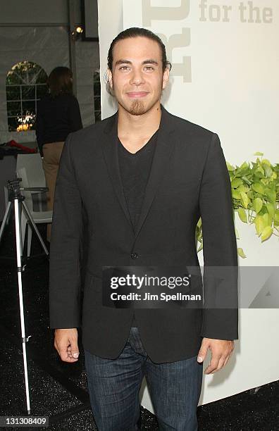 Apolo Ohno attends a press conference at Marathon Pavilion in Central Park on November 3, 2011 in New York City.