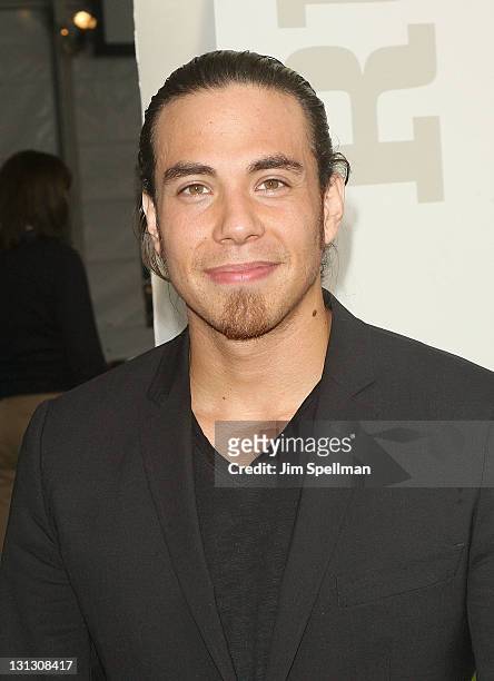 Apolo Ohno attends a press conference at Marathon Pavilion in Central Park on November 3, 2011 in New York City.
