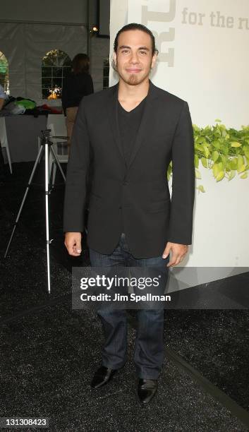 Apolo Ohno attends a press conference at Marathon Pavilion in Central Park on November 3, 2011 in New York City.