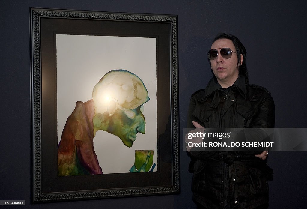 US singer and painter Marilyn Manson pos