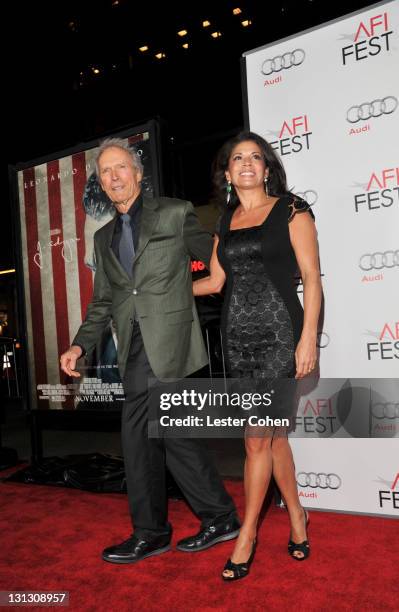 Director Clint Eastwood and wife Dina Eastwood arrive at the AFI Fest 2011 Opening Night Gala World Premiere Of "J. Edgar" at Grauman's Chinese...