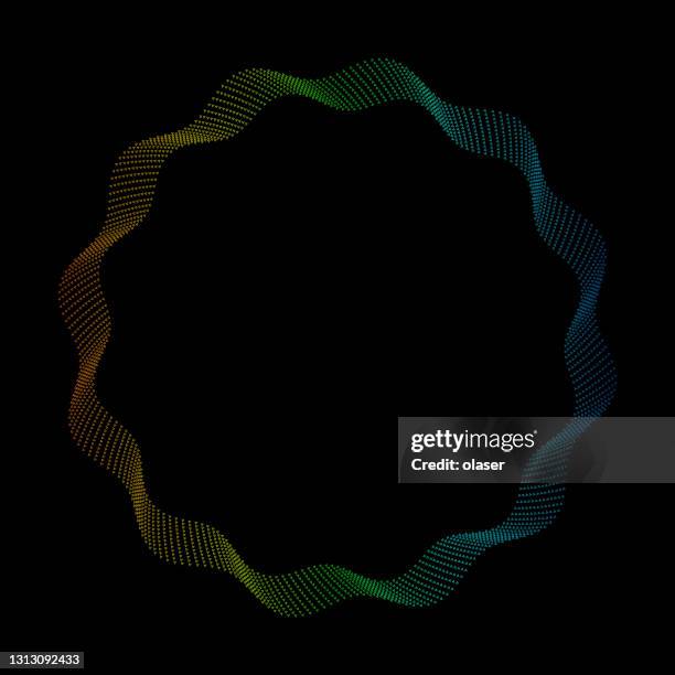curly twisted wave pattern made of rainbow colored triangles - triangle illusion stock illustrations