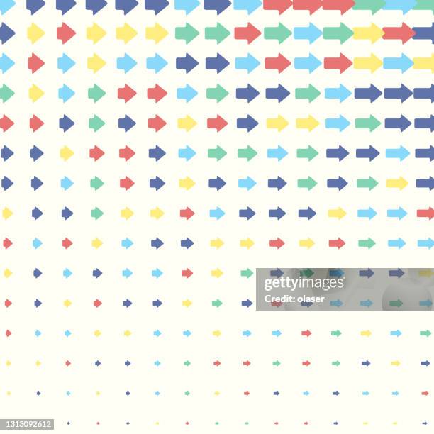 rainbow colored arrows pattern, vertical size gradient - flock wallpaper stock illustrations