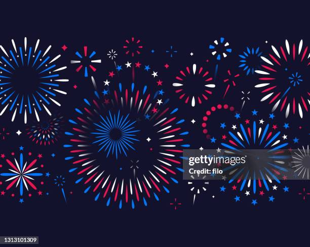 happy fourth of july independence day fireworks message background - star border stock illustrations