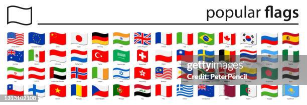 stockillustraties, clipart, cartoons en iconen met de vlaggen van de wereld - vectorgolf rechthoek vlakke pictogrammen - het populairst - persian gulf countries