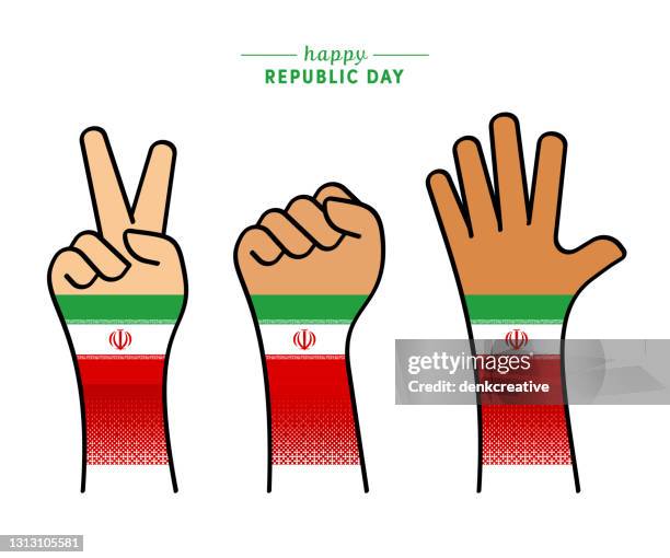 patriotic iranian republic day illustration - employment and labour stock illustrations