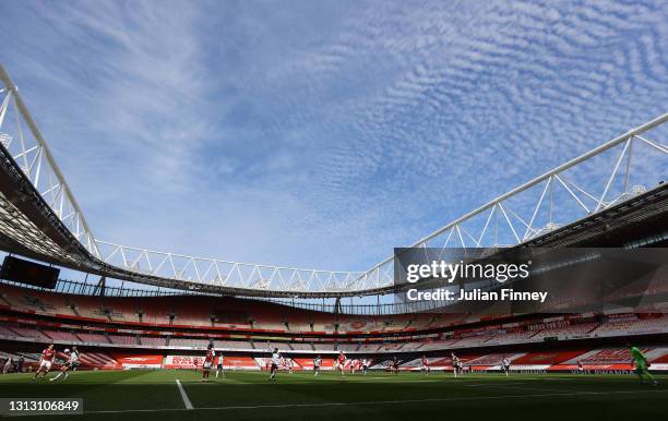 General view inside the stadium during the Premier League match between Arsenal and Fulham at Emirates Stadium on April 18, 2021 in London, England....