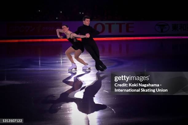 Charlene Guignard and Marco Fabbri of Italy perform during the gala exhibition of ISU World Team Trophy at Maruzen Intec Arena Osaka on April 18,...