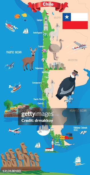 chile map - castro chiloé island stock illustrations