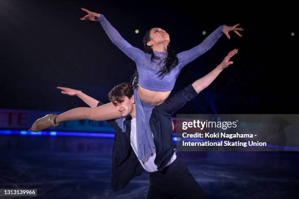 Misato Komatsubara and Tim Koleto of Japan perform during the gala exhibition of ISU World Team Trophy at Maruzen Intec Arena Osaka on April 18, 2021...