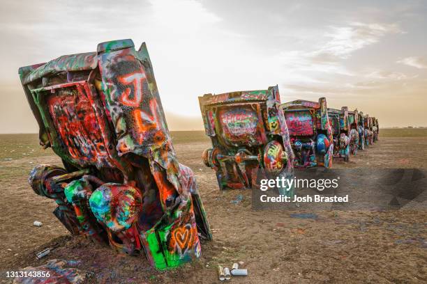 Cadillac Ranch, a public art installation and sculpture created in 1974 by Chip Lord, Hudson Marquez and Doug Michels on December 22, 2020 in...