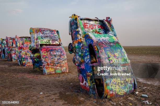 Cadillac Ranch, a public art installation and sculpture created in 1974 by Chip Lord, Hudson Marquez and Doug Michels on December 22, 2020 in...