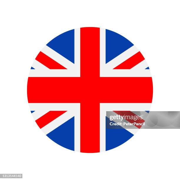 united kingdom flag icon vector illustration - round - union jack ribbon stock illustrations