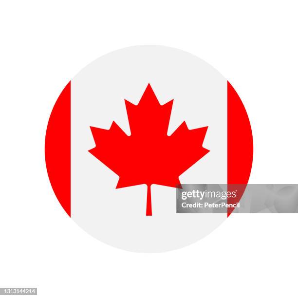 ilustrações de stock, clip art, desenhos animados e ícones de canada flag icon vector illustration - round - bandeira do canadá