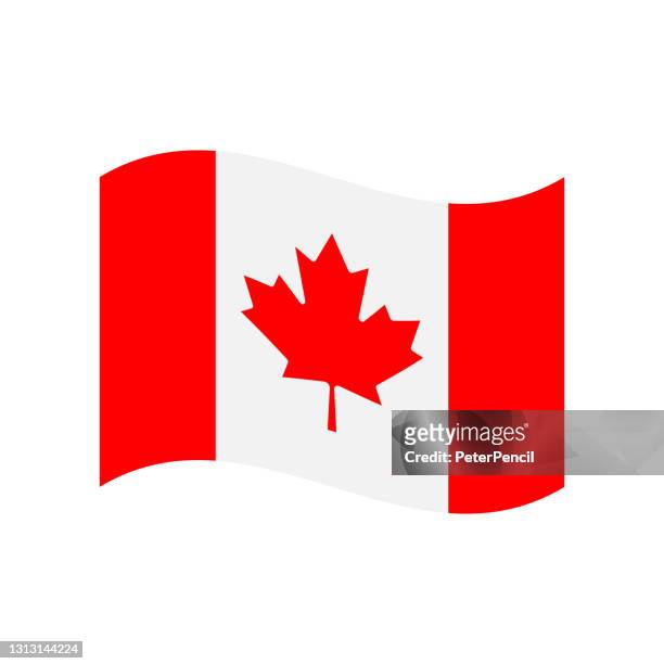 canada flag icon vector illustration - wave - canadian flag stock illustrations