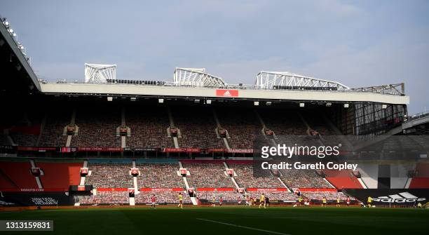 General view of play during the Premier League match between Manchester United and Burnley at Old Trafford on April 18, 2021 in Manchester, England....