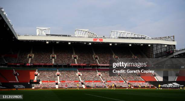 General view of play during the Premier League match between Manchester United and Burnley at Old Trafford on April 18, 2021 in Manchester, England....