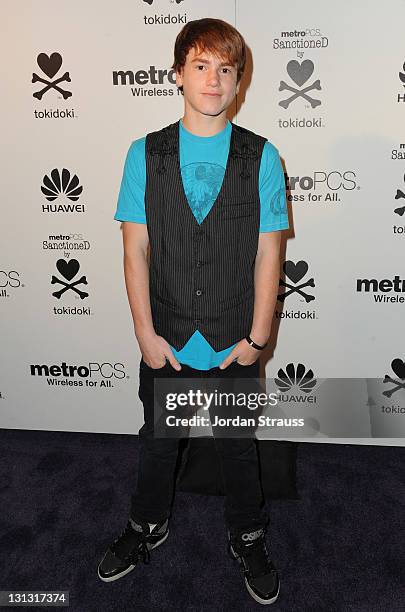 Actor Justin Tinucci attends the launch of the MetroPCS Huawei M835 sanctioned by tokidoki at the tokidoki flagship store on November 3, 2011 in Los...