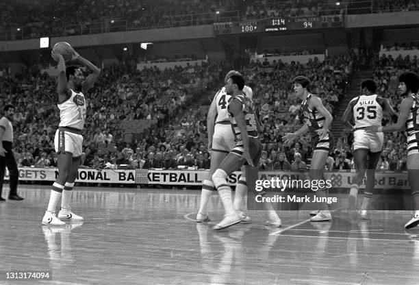 Denver Nuggets guard Ted McClain looks to pass the ball to a teammate during an NBA basketball game against the Cleveland Cavaliers at McNichols...