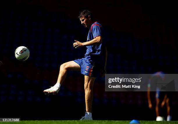 Michael Bridges controls the ball during a Newcastle Jets A-League training session at Ausgrid Stadium on November 4, 2011 in Newcastle, Australia.