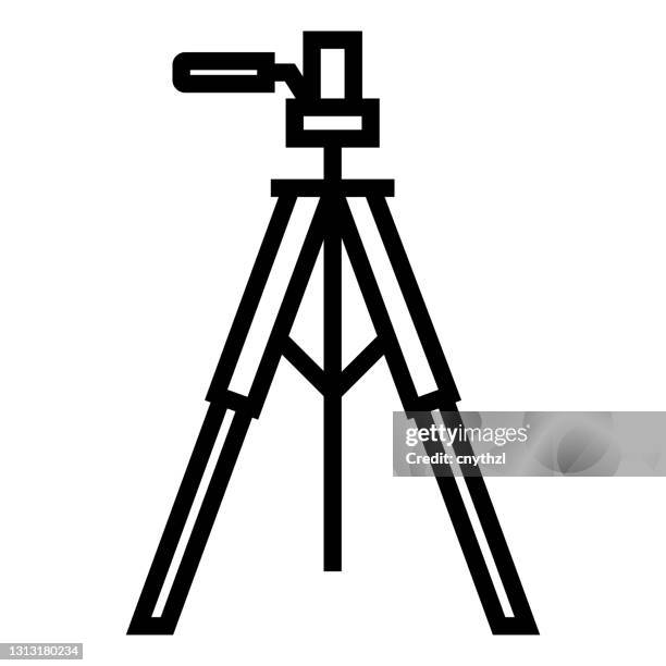 tripod line icon, outline symbol vector illustration - dslr camera stock illustrations