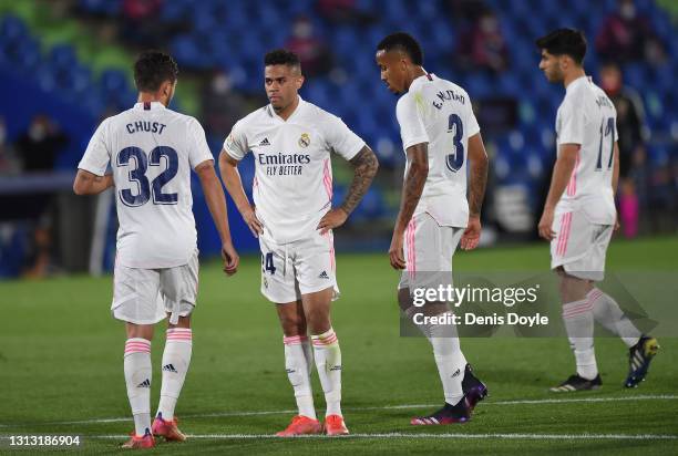 Mariano Diaz of Real Madrid reacts during the La Liga Santander match between Getafe CF and Real Madrid at Coliseum Alfonso Perez on April 18, 2021...