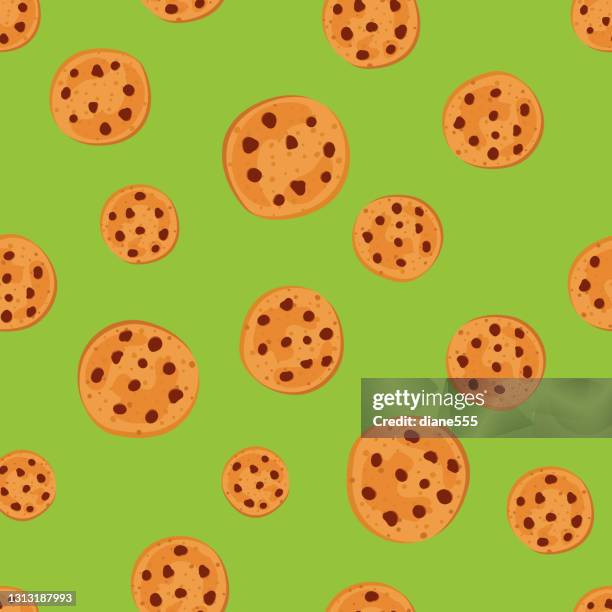seamless cookie pattern - chocolate raisins stock illustrations