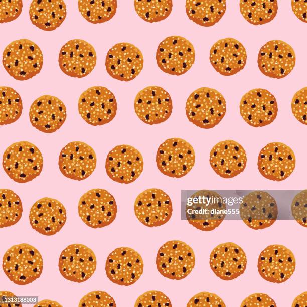 seamless cookie pattern - chocolate raisins stock illustrations