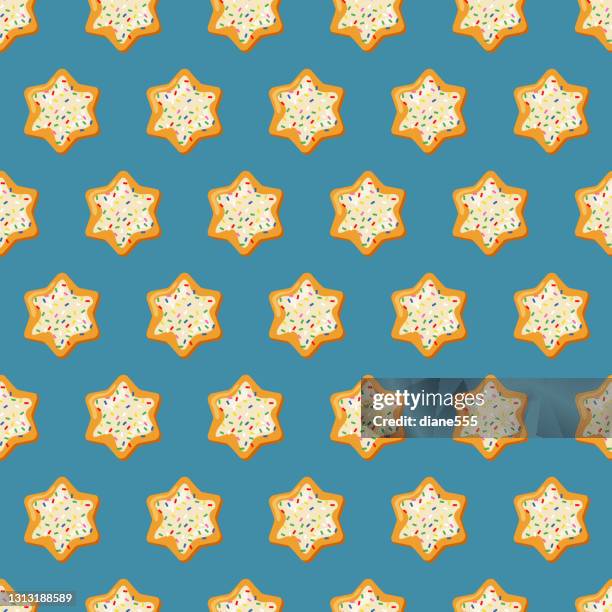 seamless cookie pattern - sugar cookie stock illustrations