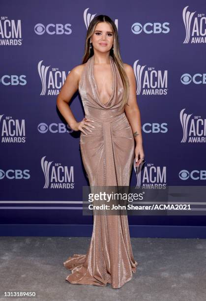 In this image released on April 18, Maren Morris attends the 56th Academy of Country Music Awards at the Grand Ole Opry on April 18, 2021 in...