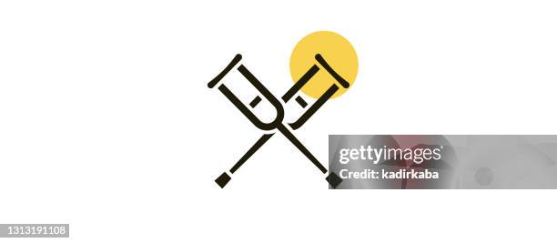 crutches modern flat icon concept design - x ray machine stock illustrations