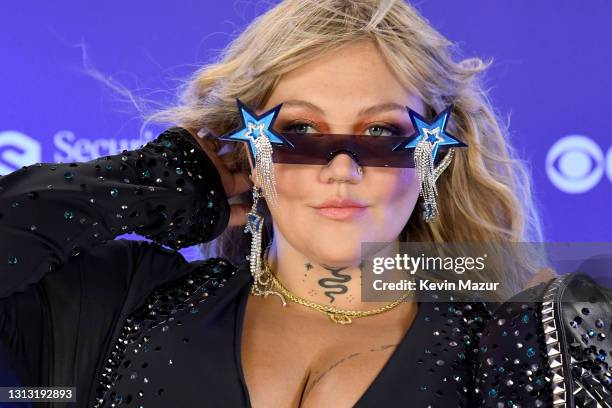 In this image released on April 18, Elle King performs at the 56th Academy of Country Music Awards at the Grand Ole Opry on April 18, 2021 in...