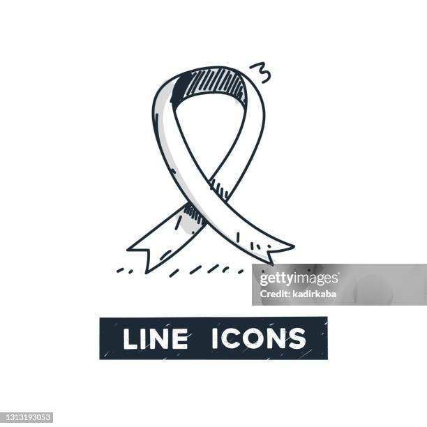 ilustrações de stock, clip art, desenhos animados e ícones de awareness ribbon hand drawn line icons and sketch design - blood bag stock illustrations