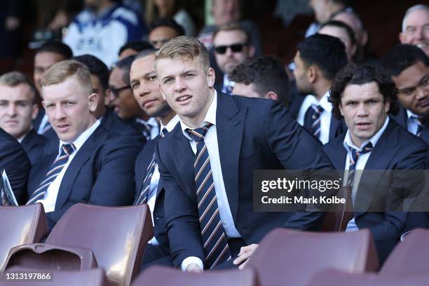 Reece Hoffman of the Wests Tigers attends the Tommy Raudonikis Memorial Service at the Sydney Cricket Ground on April 19, 2021 in Sydney, Australia....