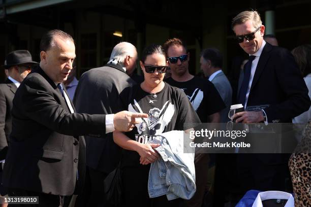 Australian Rugby League Commission Chairman Peter V'landys and NSW Treasurer Dominic Perrottet are seen during the Tommy Raudonikis Memorial Service...