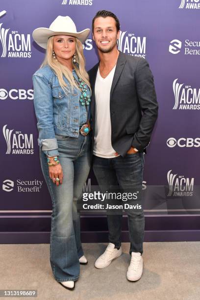 In this image released on April 18, Miranda Lambert and Brendan McLoughlin attend the 56th Academy of Country Music Awards at the Ryman Auditorium on...