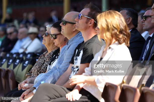 Family members of Tommy Raudonikis attend the Tommy Raudonikis Memorial Service at the Sydney Cricket Ground on April 19, 2021 in Sydney, Australia....