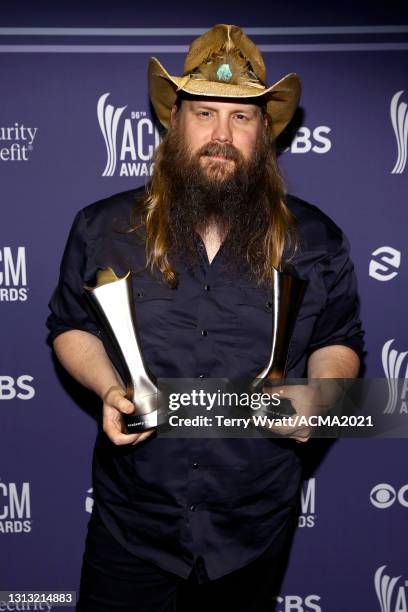 In this image released on April 18, Chris Stapleton, winner of the award for Album of the Year for 'Starting Over,’ attends the 56th Academy of...