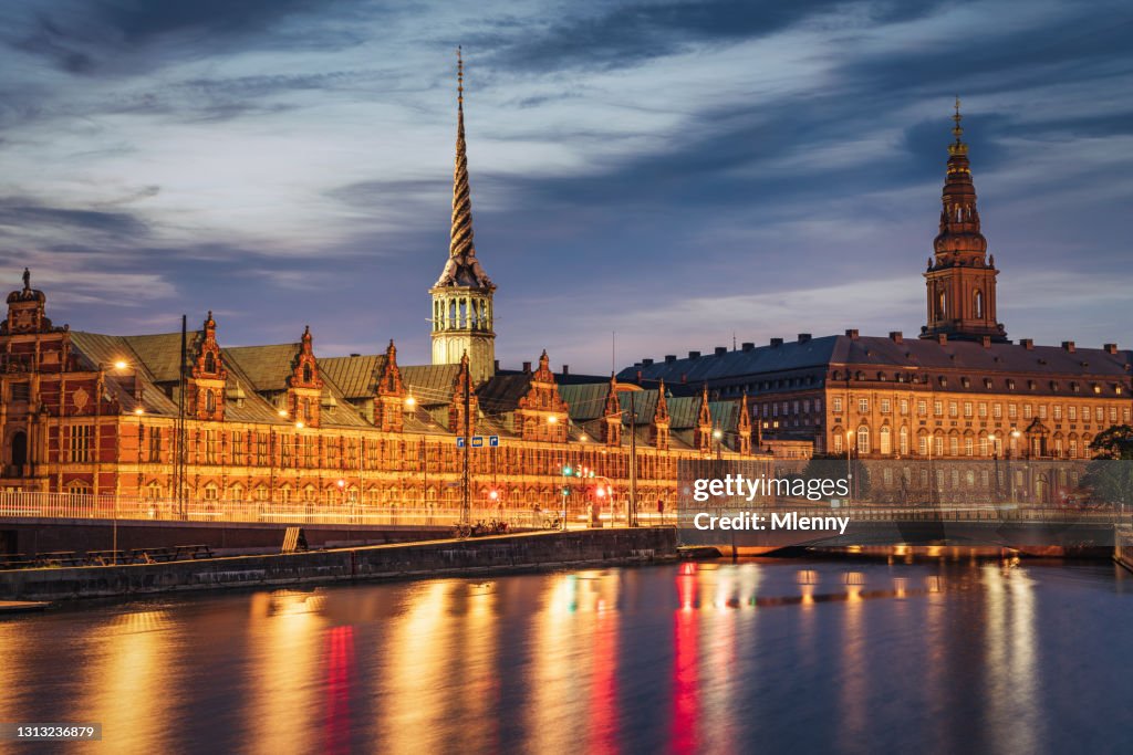 Børsen Copenhagen Stock Exchange Borsen Canal Denmark Night