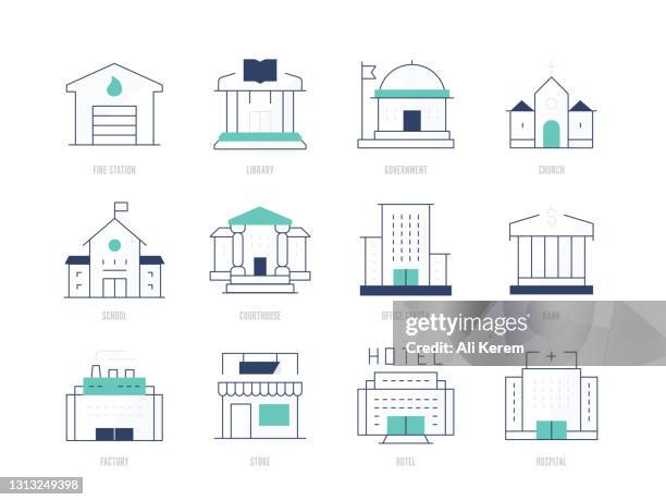 illustrations, cliparts, dessins animés et icônes de ensemble d’icônes de bâtiments publics - ministre de gouvernement