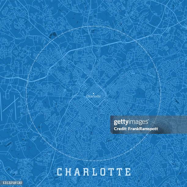 illustrazioni stock, clip art, cartoni animati e icone di tendenza di charlotte nc city vector road map blue text - charlotte - north carolina