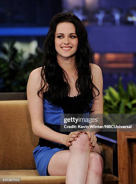 Actress Kristen Stewart appears on "The Tonight Show With Jay Leno" at NBC Studios on November 3, 2011 in Burbank, California.