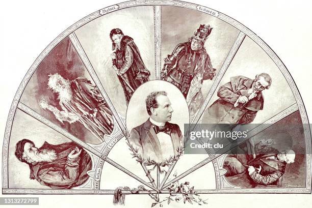 actor ernst possart in his various roles as actor - different professions stock illustrations